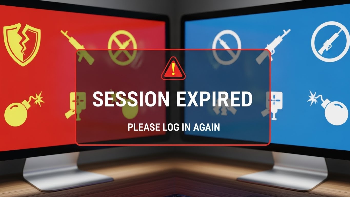 중복 로그인 또는 세션 만료로 인한 접속 오류 상황 묘사