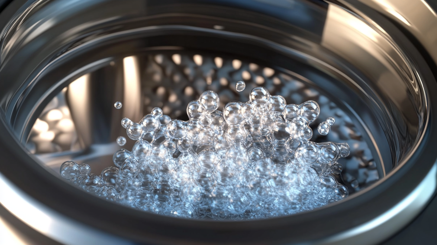세탁 중 미세 거품을 만드는 삼성의 친환경 '에코버블' 기술을 근접 촬영한 이미지