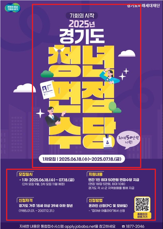 2025 경기도 청년면접수당 포스터