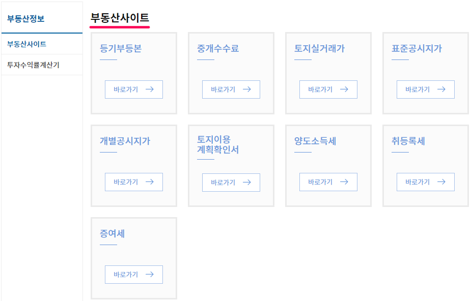 부동산 사이트 및 투자수익률 계산기 이용