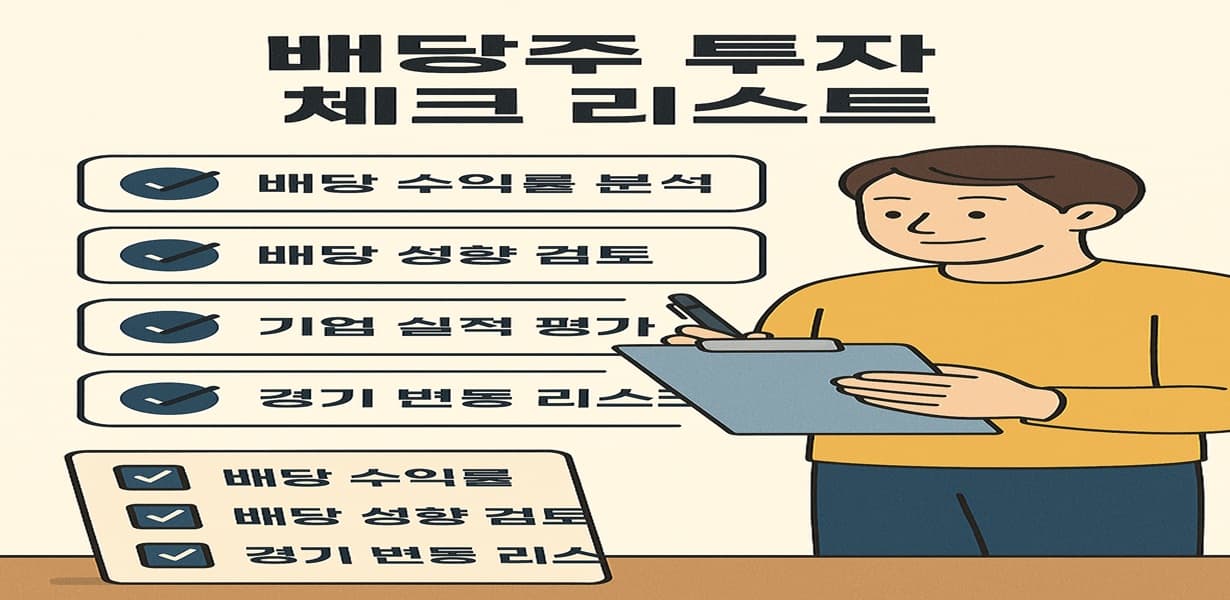 배당주 투자 전 확인해야 할 핵심 항목들을 정리한 체크리스트 이미지