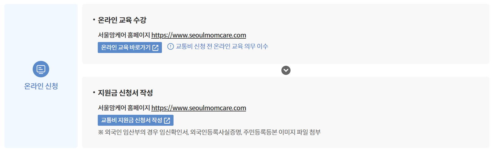 서울시임산부교통비지원 출산 후 온라인신청방법