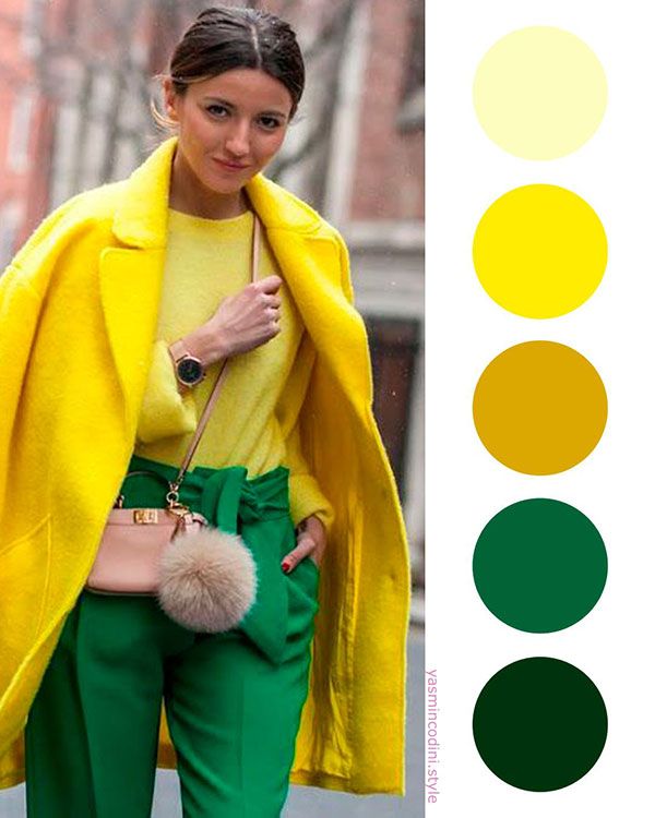 노랑과 초록의 컬러 코디