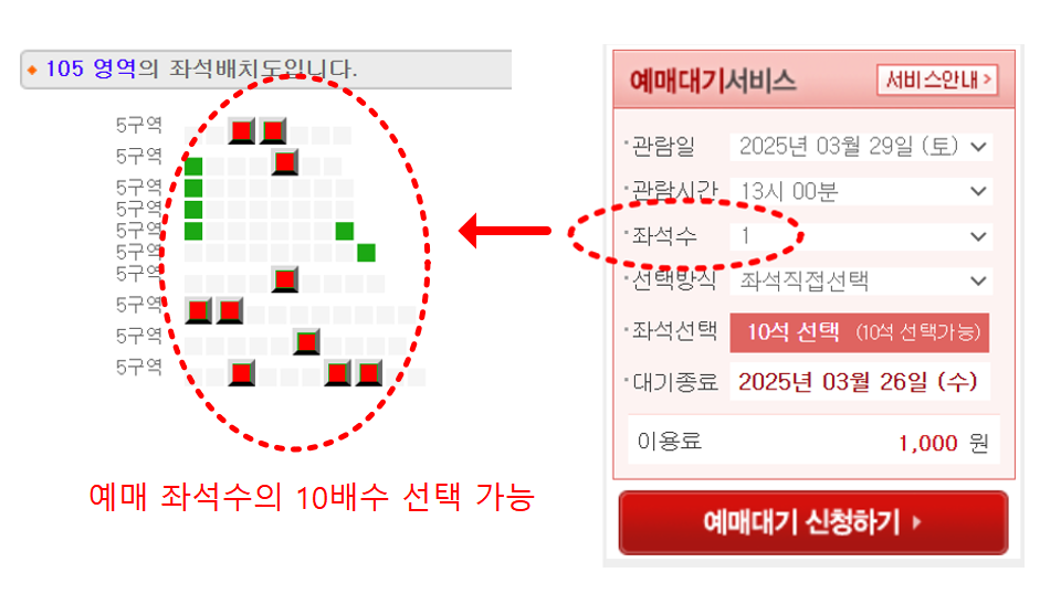예매대기 좌석수 선택 화면