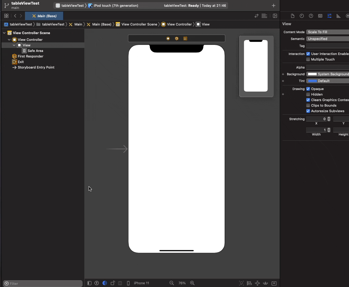 tableView add in storyboard