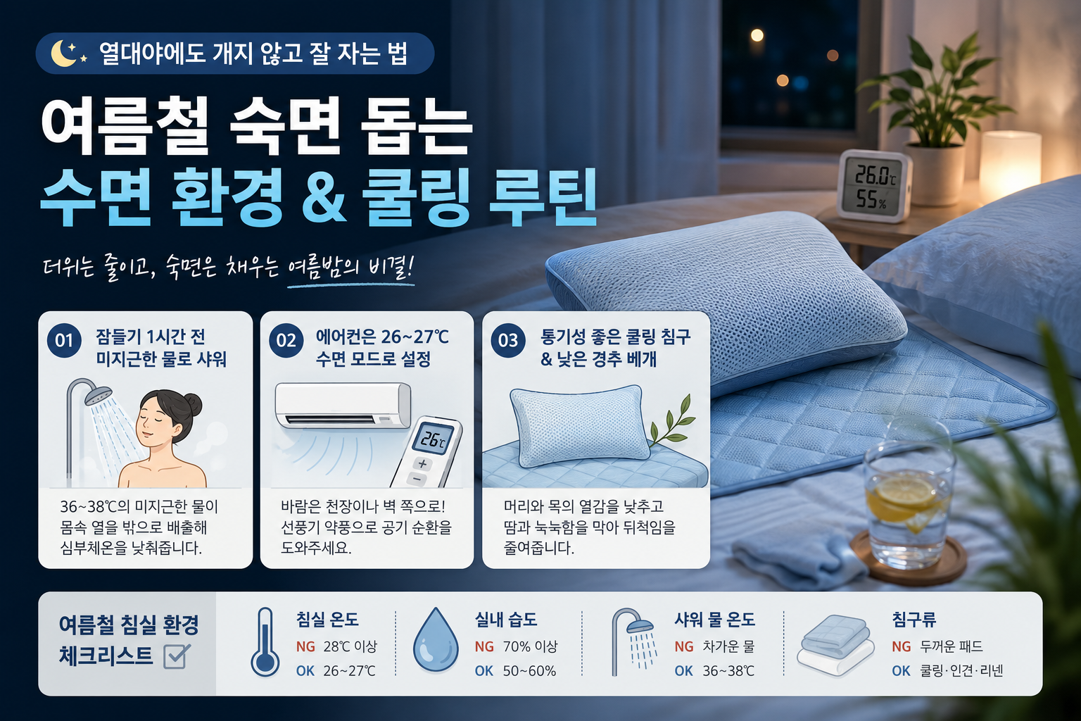 여름철 숙면돕는 수면환경 이미지