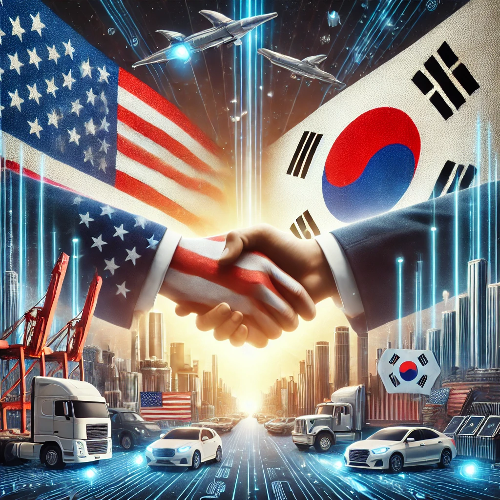 미국과 한국의 무역 협정, 상호관세 정책에 따른 경제 변화 개념 일러스트