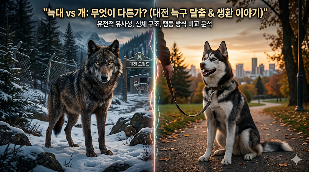 화제의 늑대 늑구로 본 늑대와 개의 차이점, 유전적 유사성 비교