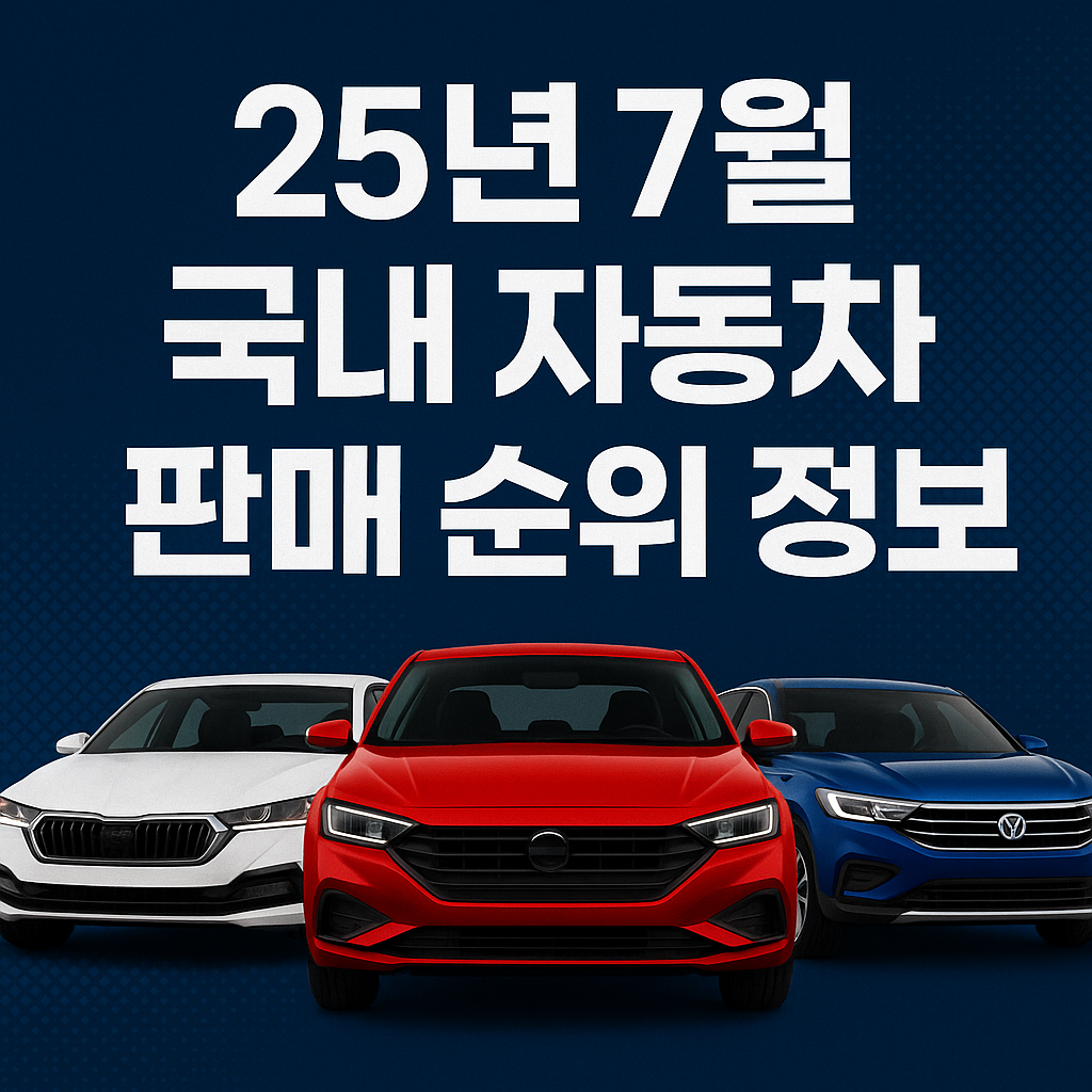25년 7월 국내 자동차 판매 순위 정보 블로그 썸네일 사진