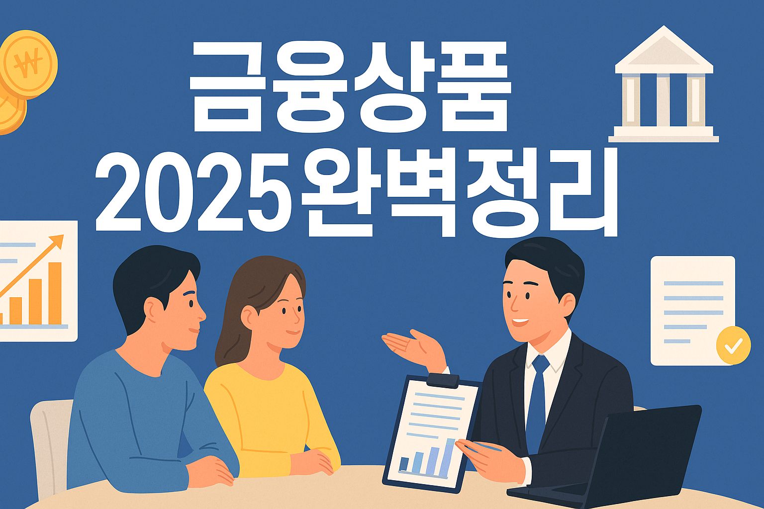 금융상품 2025 완벽정리 대표 이미지 ❘ 예적금, 투자상품, 절세형 금융상품, ISA, IRP, 청년금융상품 등 금융 트렌드 안내
2025년 최신 금융상품 비교 가이드 &mdash; 예적금, 투자, 절세형 상품까지 한눈에! 
금융감독원 인증 정보 기반으로 작성된 블로그 인포그래픽.