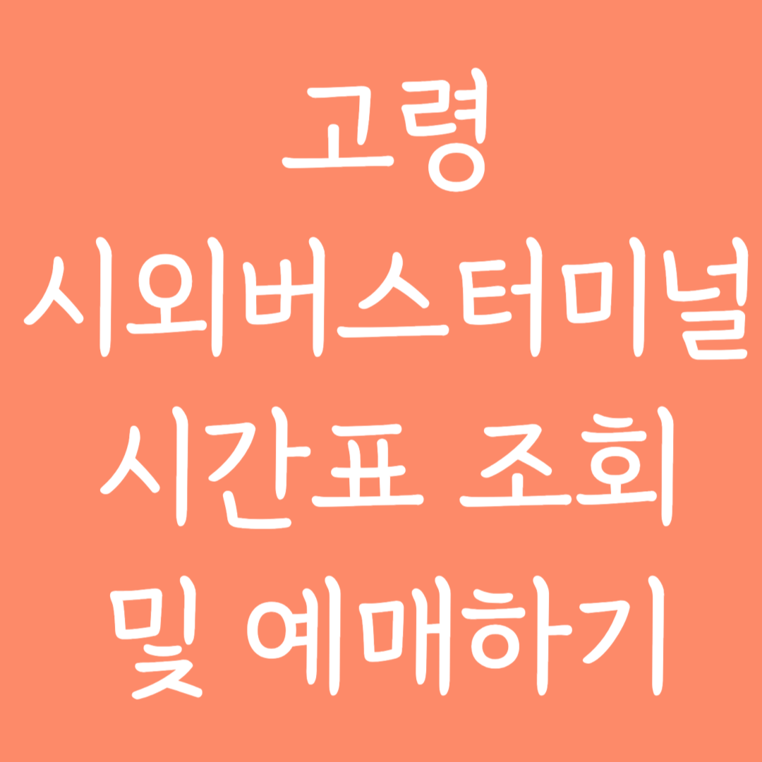 고령 시외버스터미널 시간표조회 및 예매하기