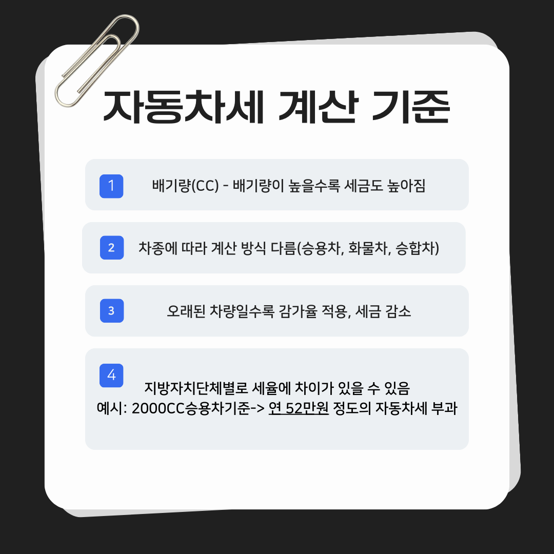 자동차세 계산 기준