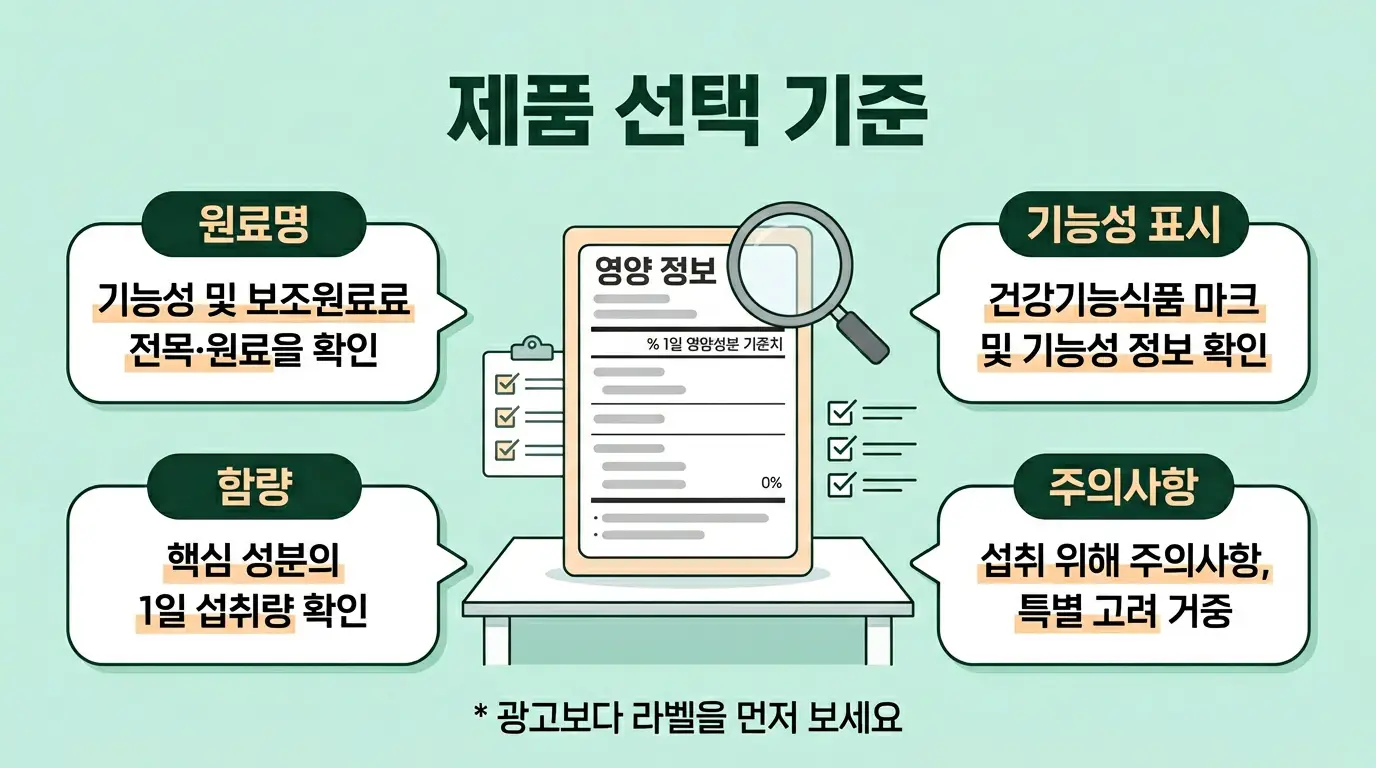 폴리코사놀 고르는 기준 원료명 기능성 표시 일일섭취량 확인