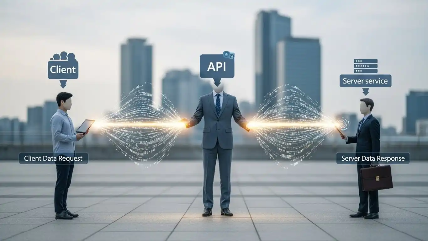 <img src="api_as_diplomat_data_exchange_protocol.webp" alt="API를 외교관에 비유해 서비스 간 데이터 교환 과정을 설명하는 이미지 입니다">