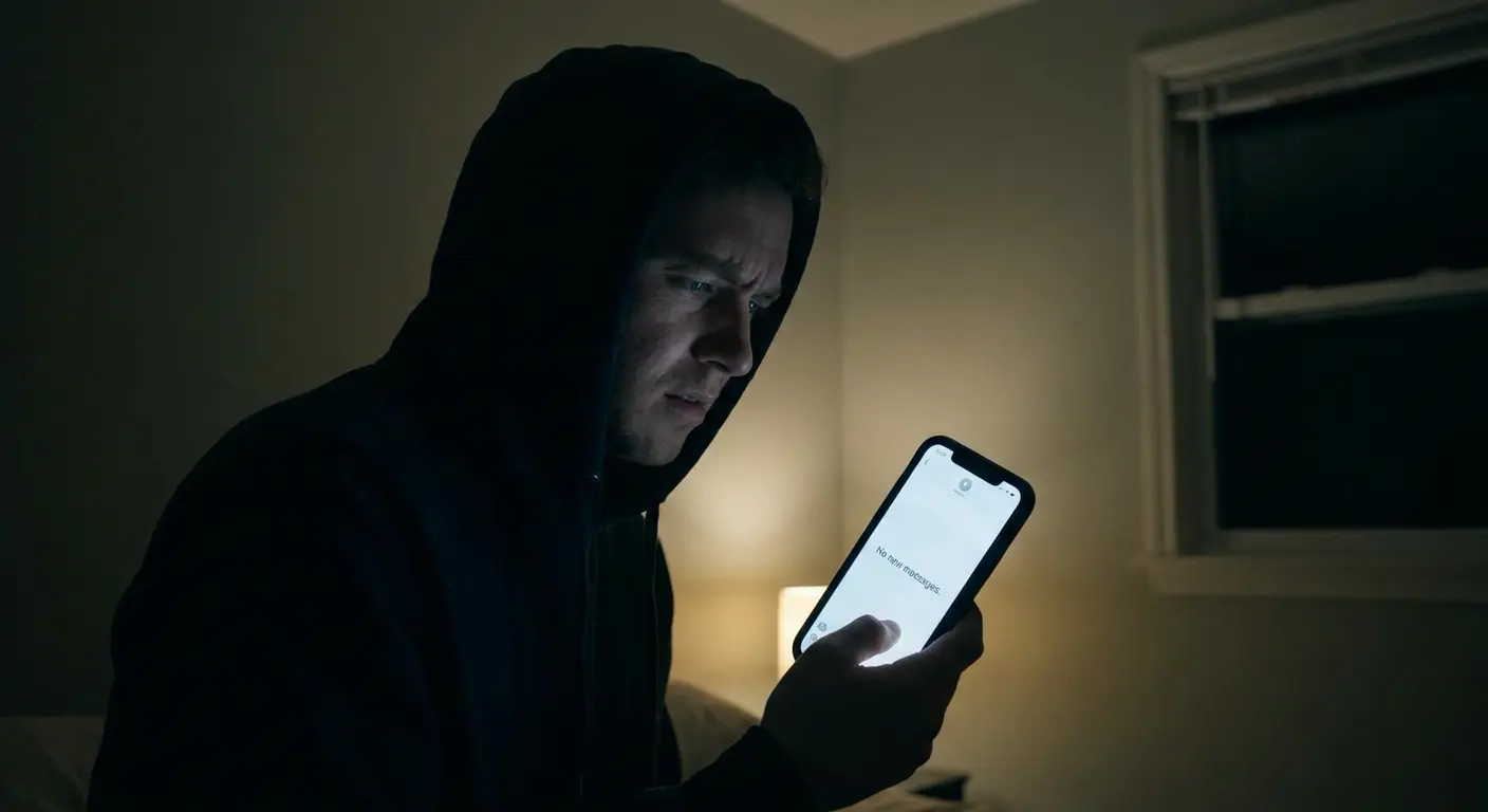 갑자기 연락이 끊긴 상황을 표현한 심리 이미지