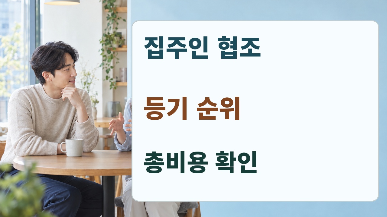 전세권 설정 전 집주인 협조 등기순위 총비용을 확인하는 질문