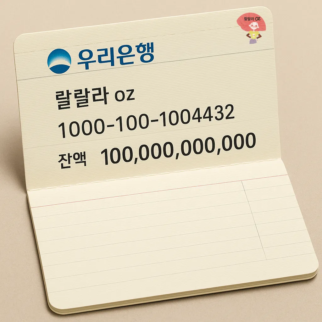 우리은행-1000억- 통장- 상상으로- ai가-만든 -통장