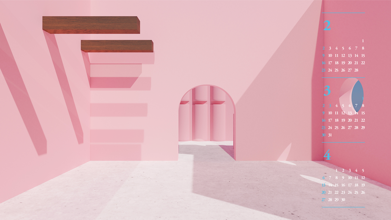 06 핑크 구조물 B - 2025년3월 노트북배경화면