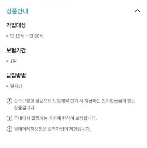 레저 스포츠 등산 낚시 자전거 축구 야구 배드민턴 테니스 탁구 서핑 스키 스노보드 원데이 보험