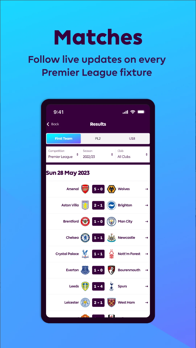 프리미어리그, 프리미어리그 순위, 프리미어리그 일정, Premier League, Official App