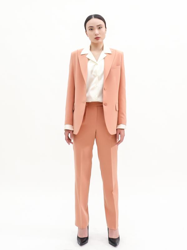 수트힐 여성정장 루즈핏 벨티드 싱글수트 - 코랄