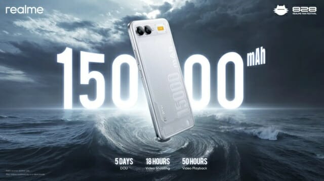 중국 리얼미가 1만5천mAh 배터리를 갖춘 스마트폰을 공개했다.