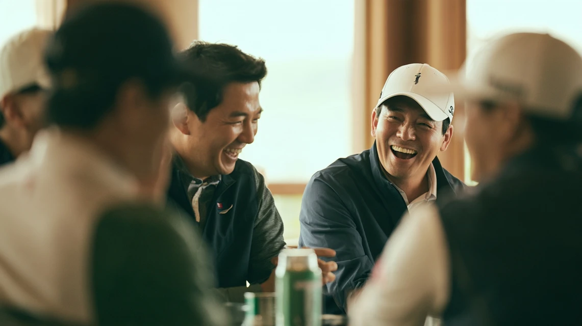즐겁게 골프를 즐기는 동호회 모임원들