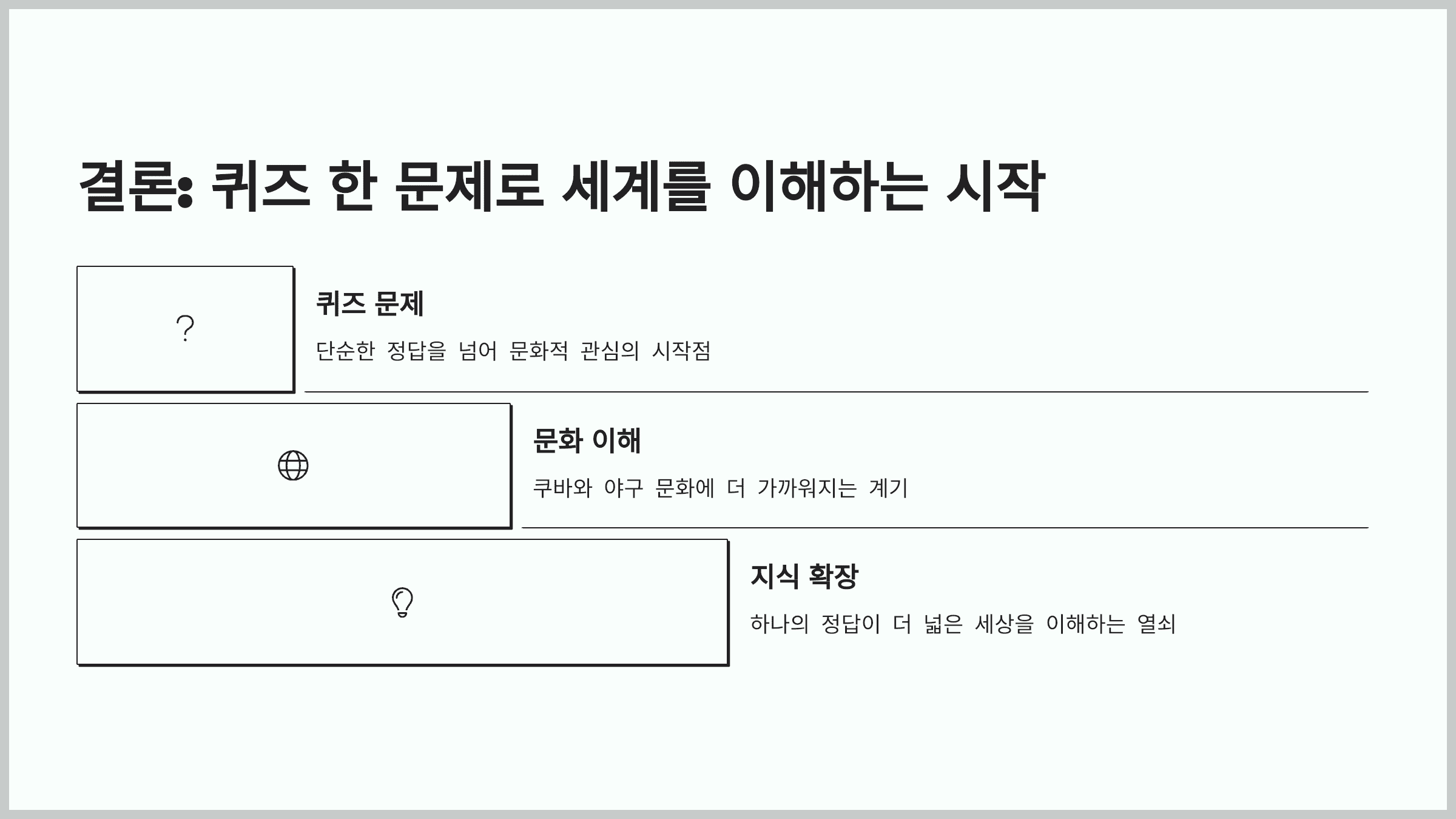 결론: 퀴즈 한 문제로 세계를 이해하는 시작
