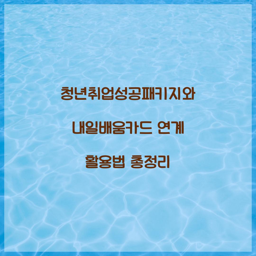 청년취업성공패키지와 내일배움카드 연계 활용법