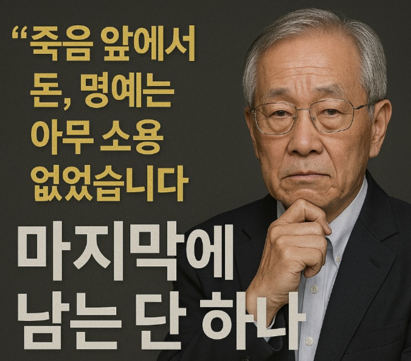 죽음앞에서 돈 명예는 아무소용 없었습니다. 마지막에 남는 단 하나에 대해 조언하는 남자의 이미지