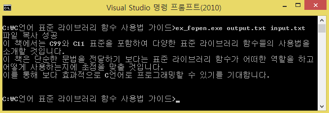 fopen 함수 실행 화면