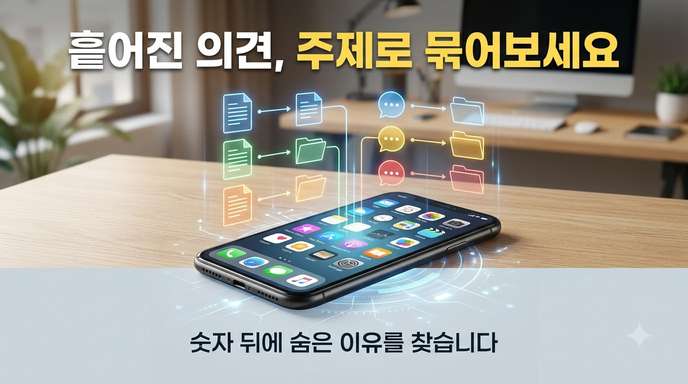 흩어진 의견, 주제로 묶어보세요