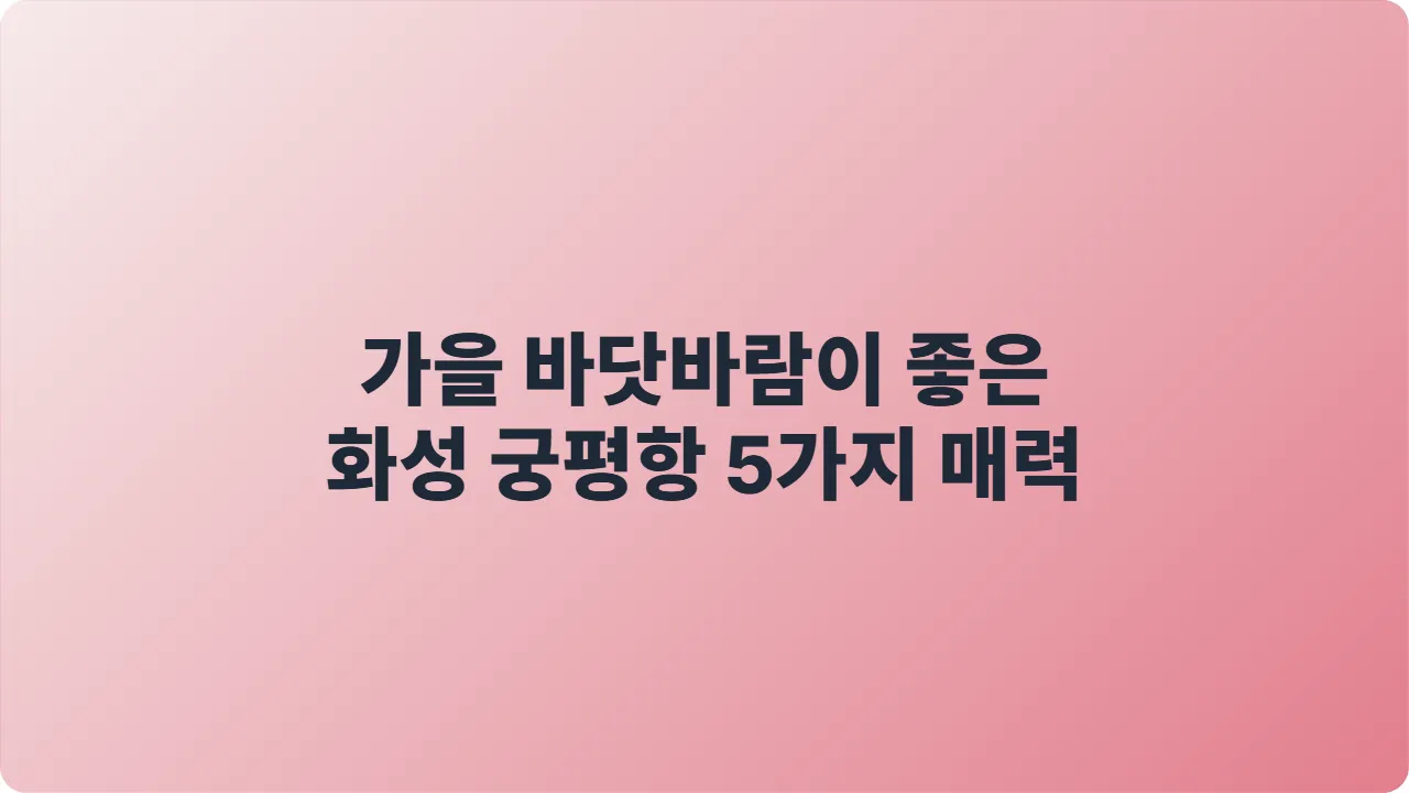 가을 바닷바람이 좋은 화성 궁평항 5가지 매력