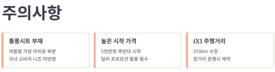 BMW X1의 단점 및 구매 전 고려사항