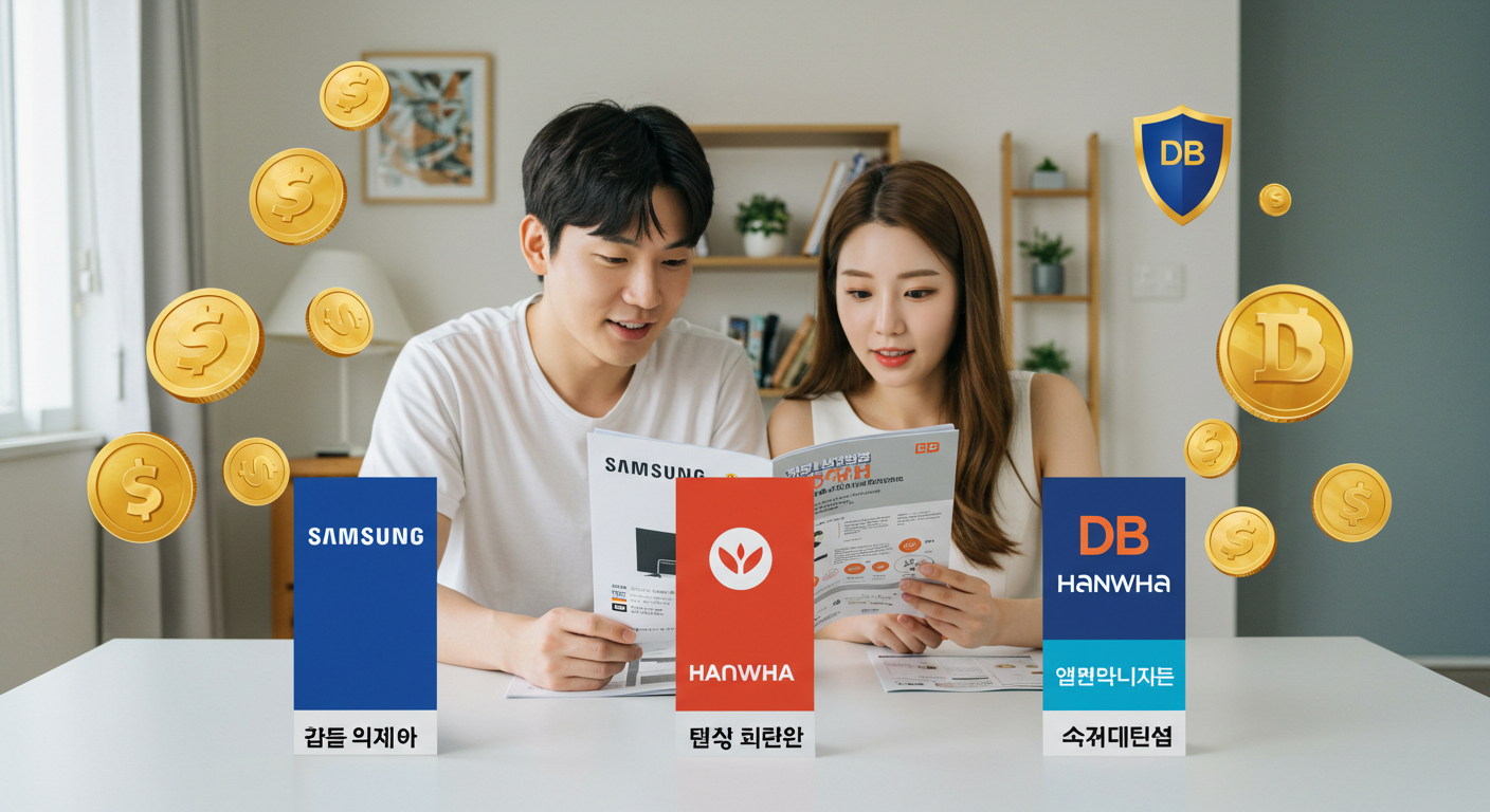 삼성, 한화, DB 상품을 비교 중인 신혼부부