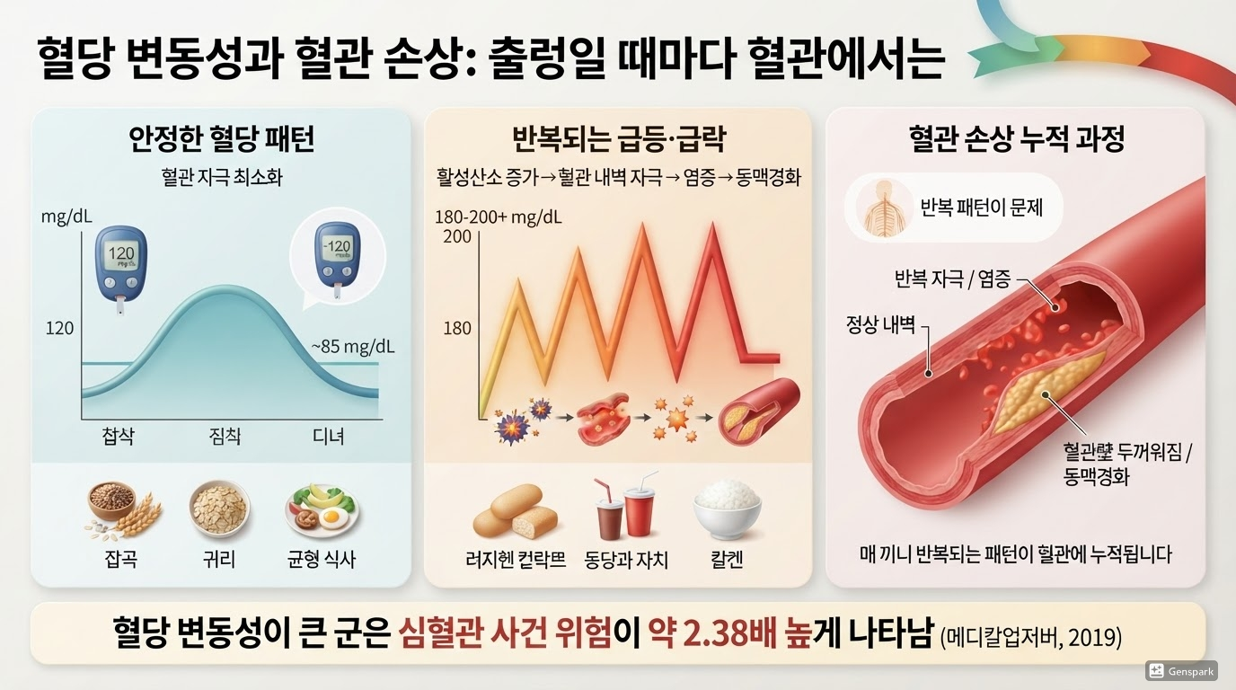 혈당 변동성과 혈관 손상: 출렁일 때마다 혈관에서는