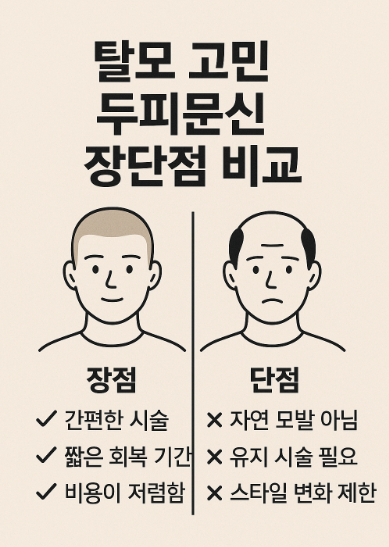 탈모 고민 두피문신 장단점 비교