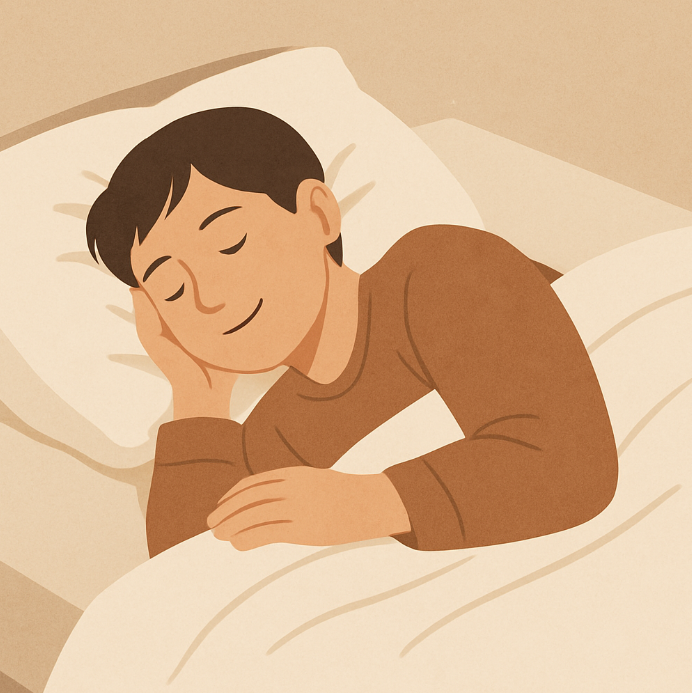 편안하게 수면을 취하는 사람