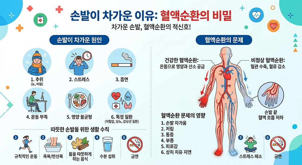 손발이 차가운 원인 및 혈액 순환 문제에 대한 설명