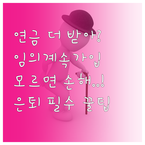 은퇴 후 국민연금 수령을 위한 임의계..