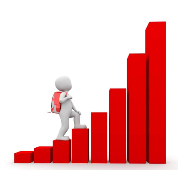 우상향 그래프 계단을 걷는 모습