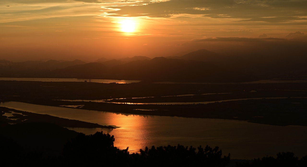 부산 낙동강 노을 풍경