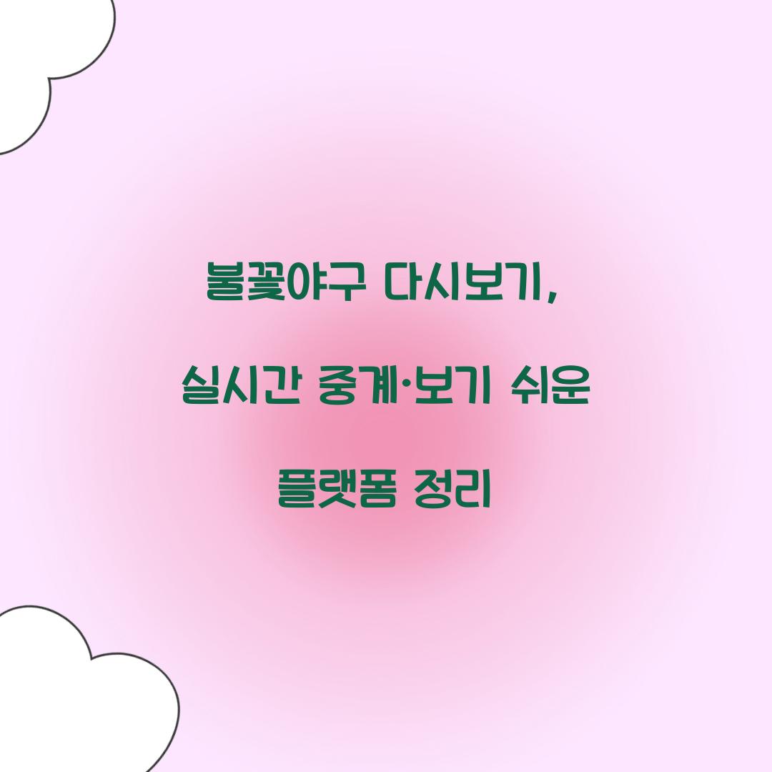 불꽃야구 다시보기