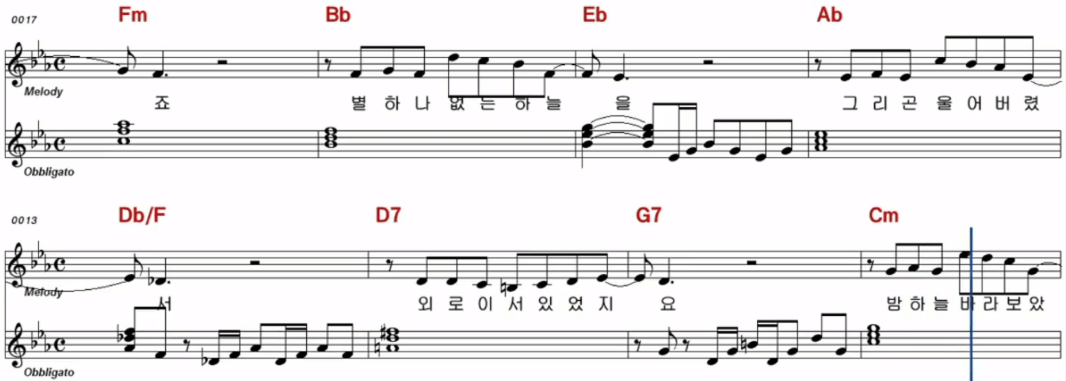 진미령 소녀와 가로등 악보