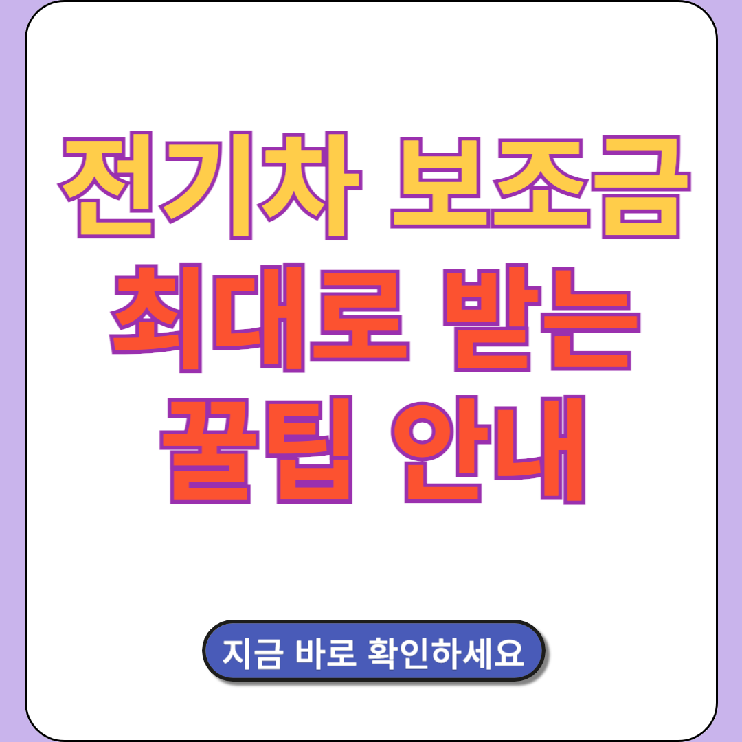 전기차 보조금 금액 최대로 받는 꿀팁 (2024 최신)