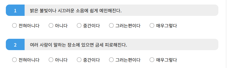 HSP 테스트 질문