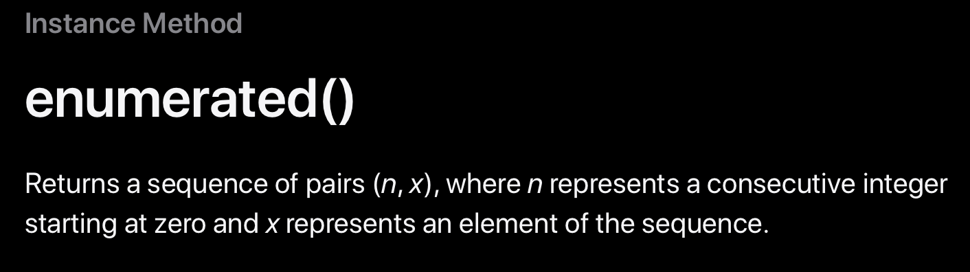 enumerated method docs