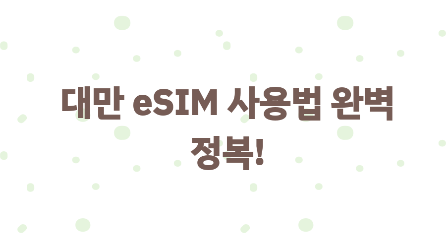 대만 eSIM 완전 정복! 핵꿀팁 대방출 - 대만 eSIM 사용법 완벽 정복! 대만 eSIM 완전 정복! 핵꿀팁 대방출 - 대만 eSIM 사용법 완벽 정복!