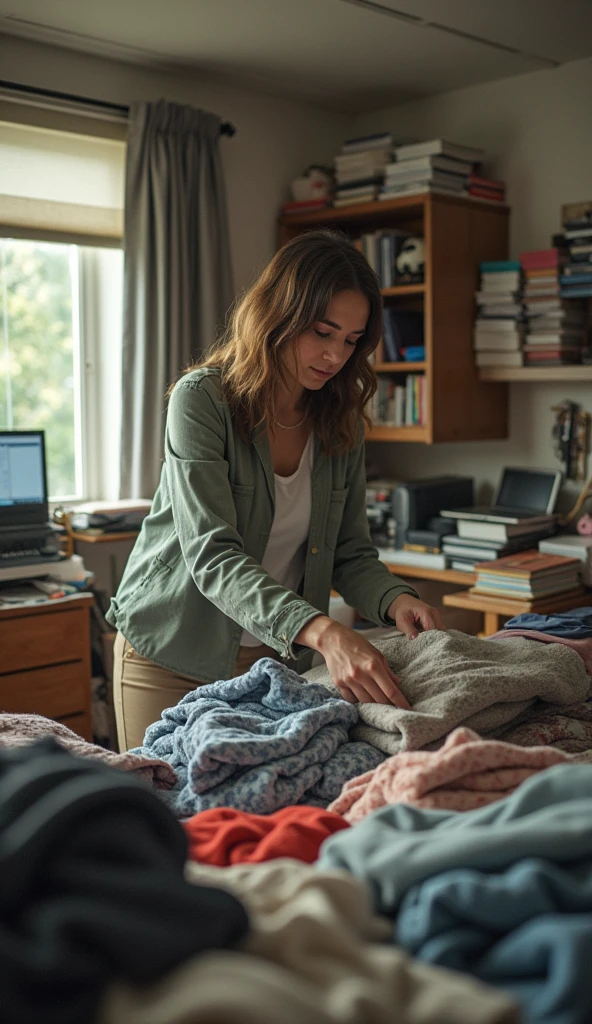 옷정리하는 여자 이미지