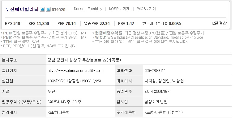 두산에너빌리티 기업개요 (1007)